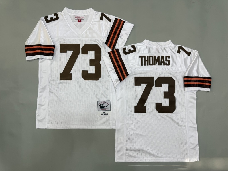Men 2025 Cleveland Browns #73 Thomas white Throwback Limited NFL Jersey style 001